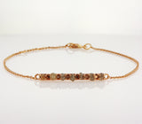 Natural Rough Diamonds 0.55 carat. Rose gold bracelet bar