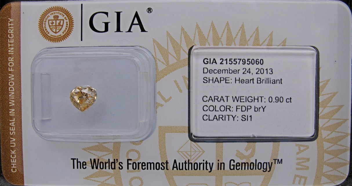 0.90 carat Heart diamond  Yellow SI1