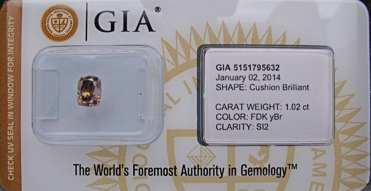 1.02 carat Cushion diamond  Brown SI2