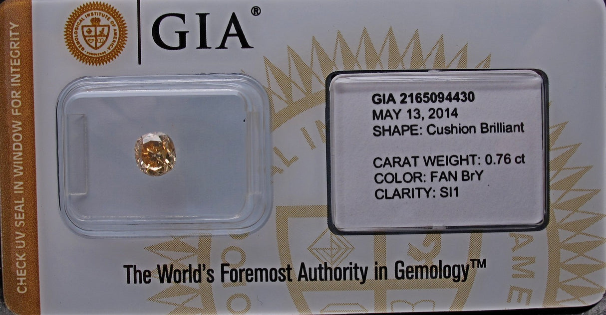 0.76 carat Cushion diamond  Brown SI1