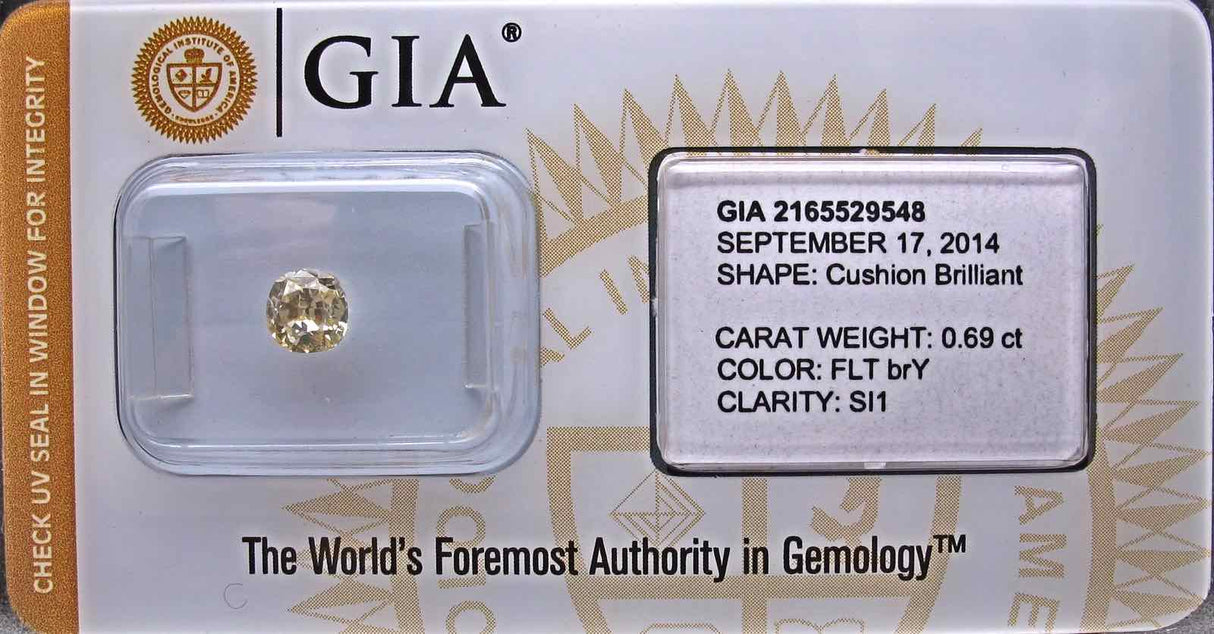 0.69 carat Cushion diamond  Yellow SI1