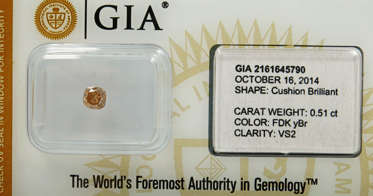 0.51 carat Cushion diamond  Brown VS2