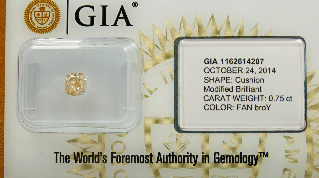 0.75 carat Cushion diamond  Yellow I1