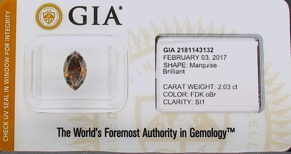 2.03 carat Marquise diamond  Brown SI1