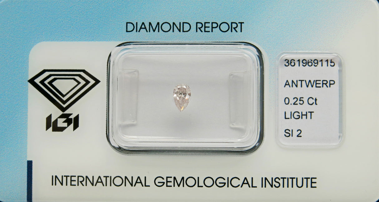 0.25 carat Pear diamond  Pink SI2
