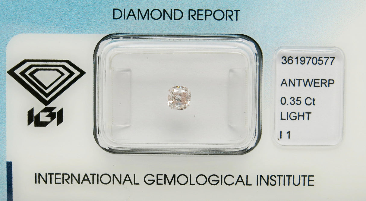 0.35 carat Cushion diamond  Pink I1