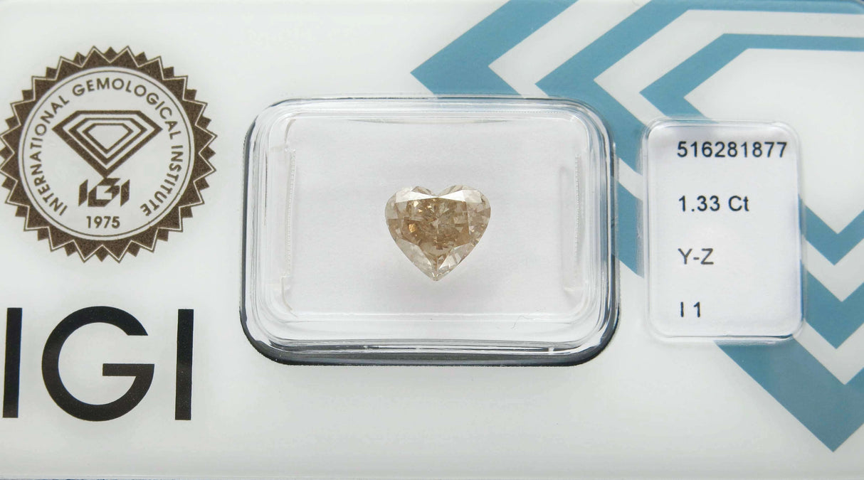 1.33 carat Heart diamond  Brown I1