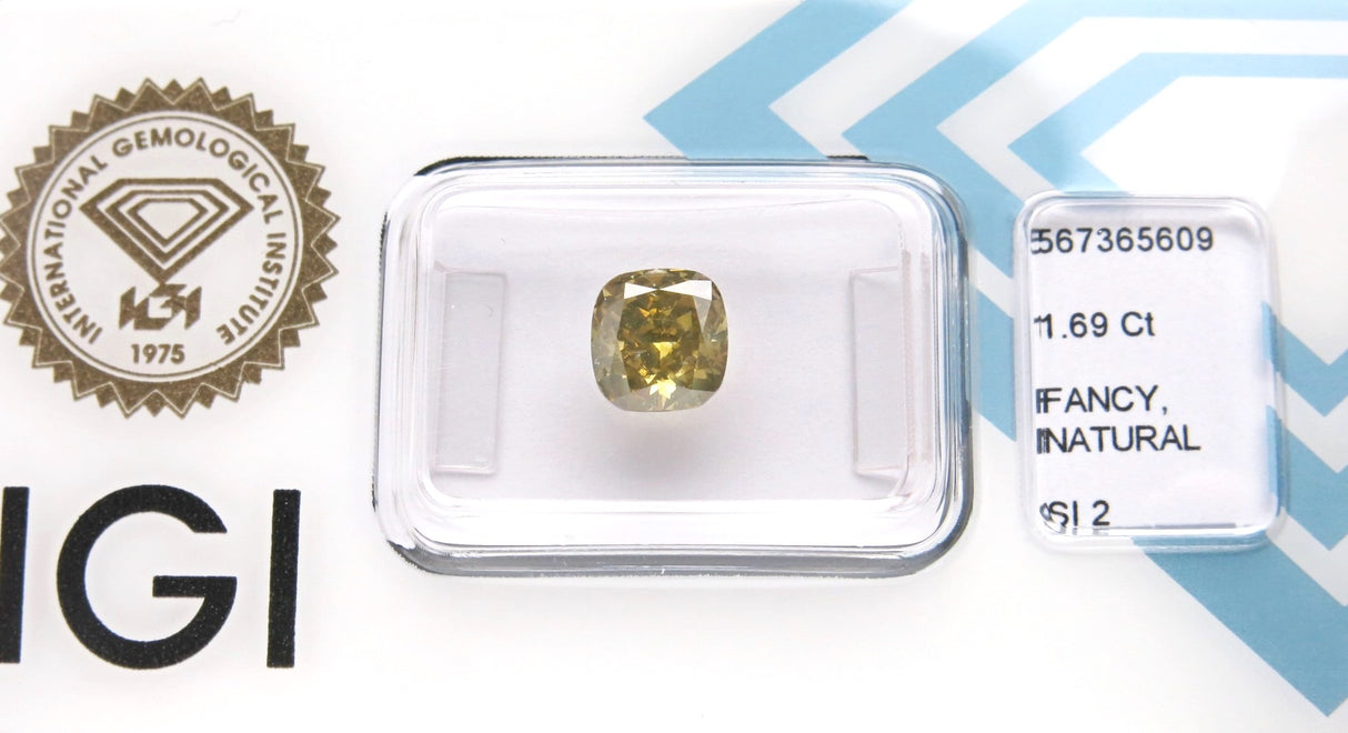 1.69 carat Cushion diamond  Yellow SI2