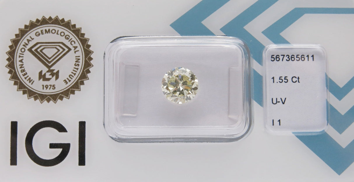 1.56 carat Round diamond  Yellow I1