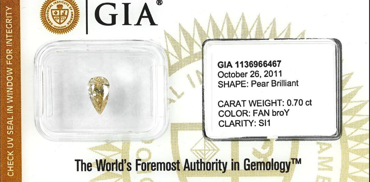 0.70 carat Pear diamond  Yellow SI1